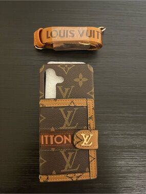 Samsung s25 regular Card Phone Case - Brown & Tan with detachable strap